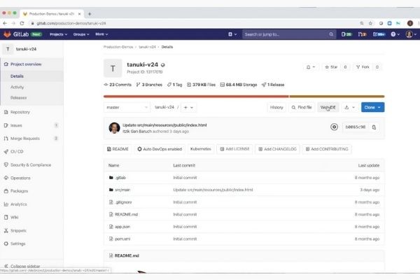 GitLab dashboard